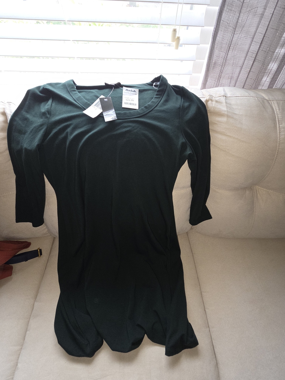 Premise Women's Dark Green Midi Scoop Neck Dress